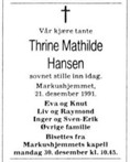 1991.12.21 - Thrine Mathilde Hansen - Dødsannonse Aftenposten 1991.12.28